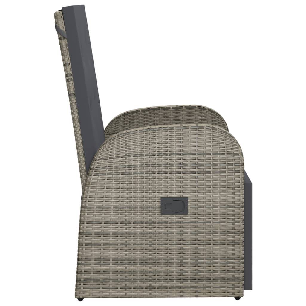 Fauteuil de Jardin Inclinable Résine Tressée avec Repose-pied et Coussin pour Extérieur Gris – ComfortXL Outdoor Living - Image 4
