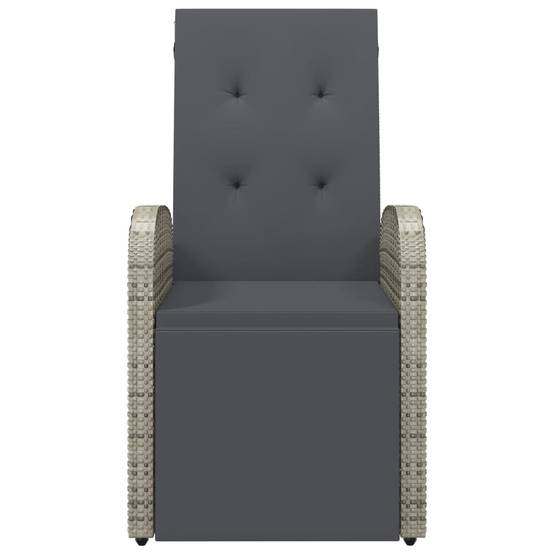Fauteuil de Jardin Inclinable Résine Tressée avec Repose-pied et Coussin pour Extérieur Gris – ComfortXL Outdoor Living - Image 3