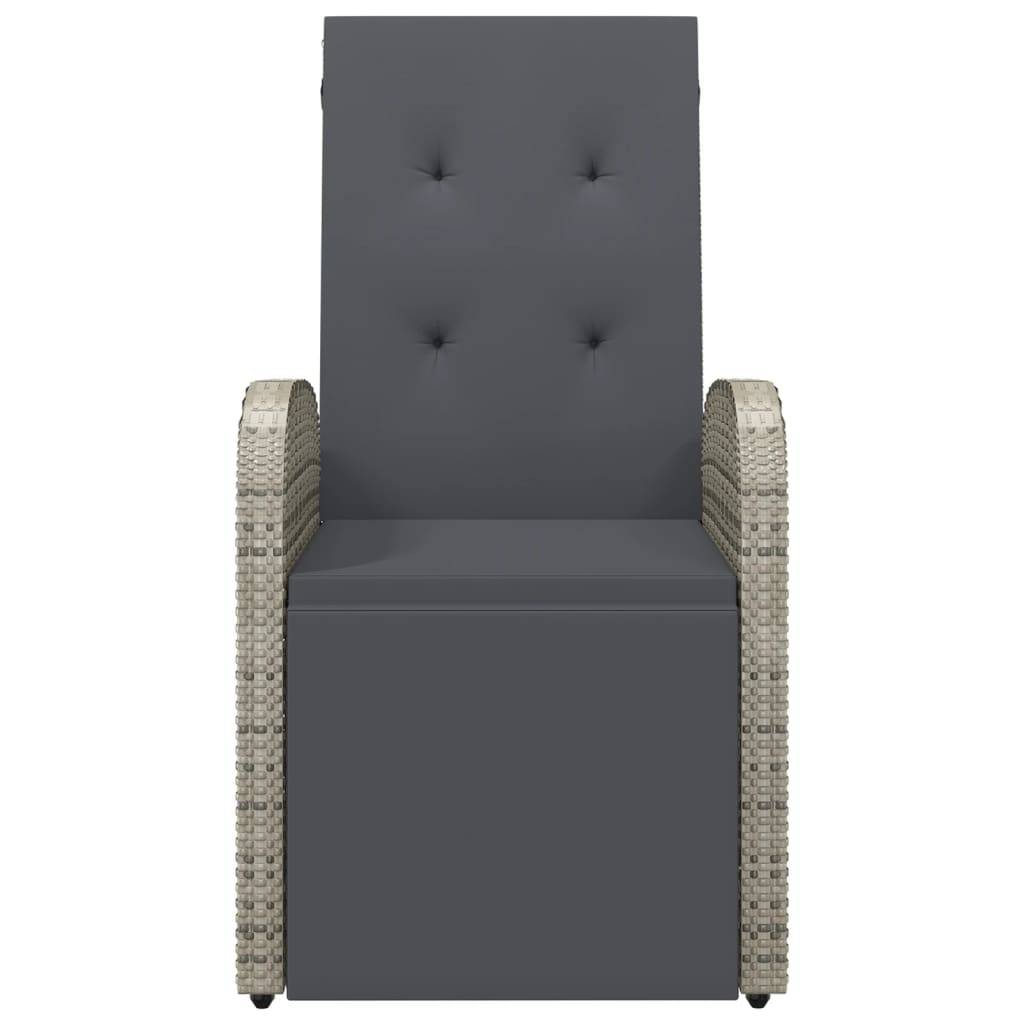 Fauteuil de Jardin Inclinable Résine Tressée avec Repose-pied et Coussin pour Extérieur Gris – ComfortXL Outdoor Living - Image 3