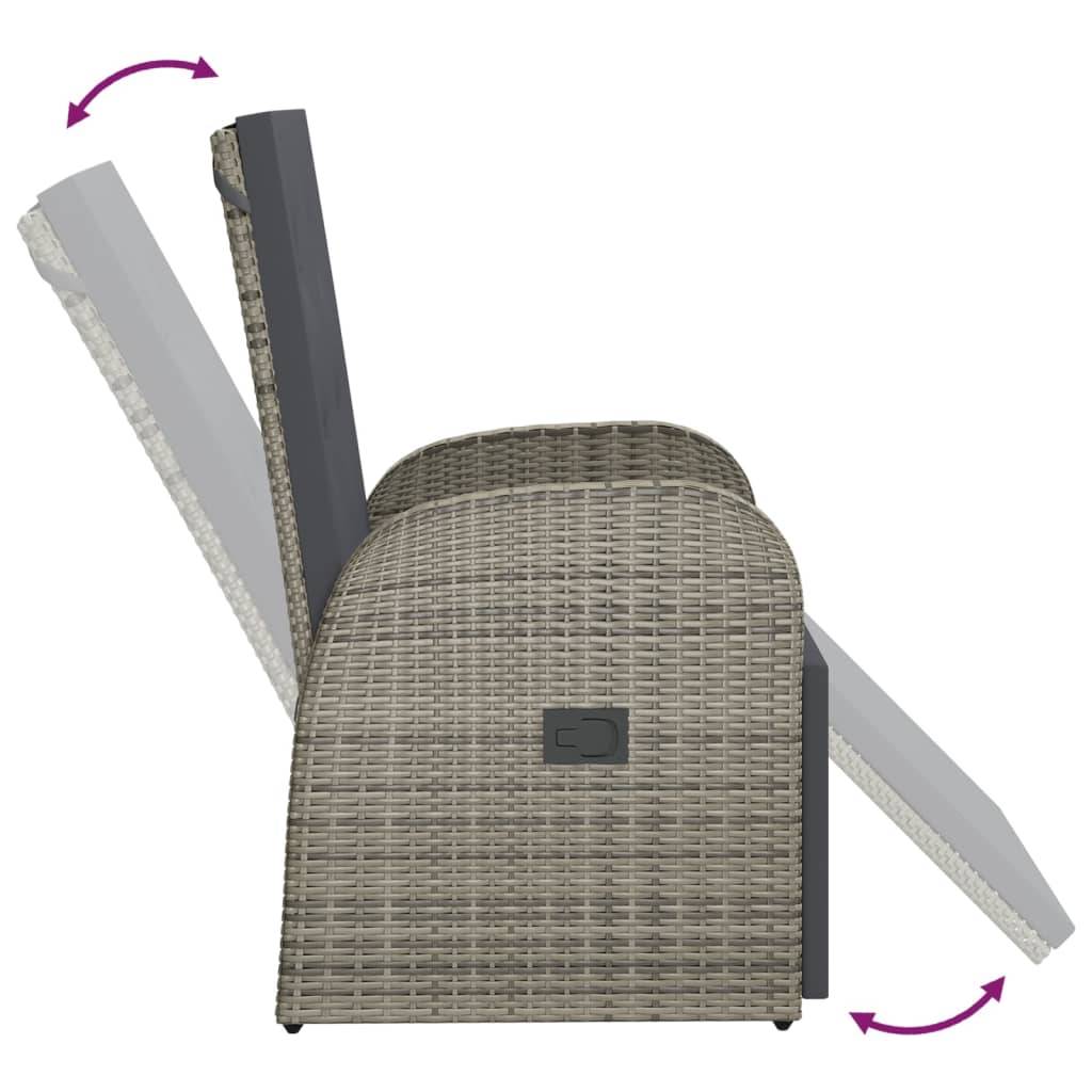 Fauteuil de Jardin Inclinable Résine Tressée avec Repose-pied et Coussin pour Extérieur Gris – ComfortXL Outdoor Living - Image 5