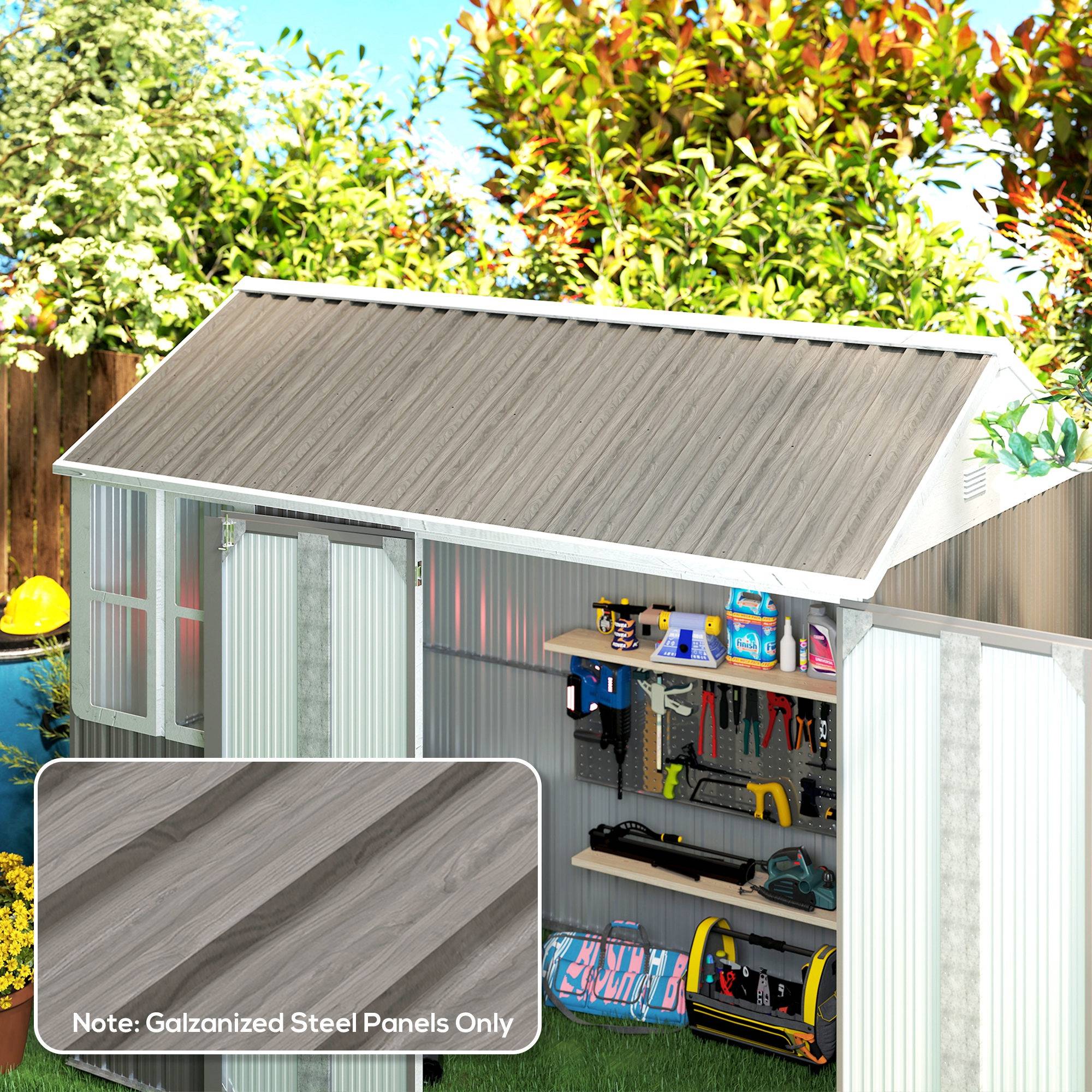 PANGIVO - Abri de jardin acier galvanisé gris clair 129 x 45 x 0.03 cm - PANGIVO - Image 3