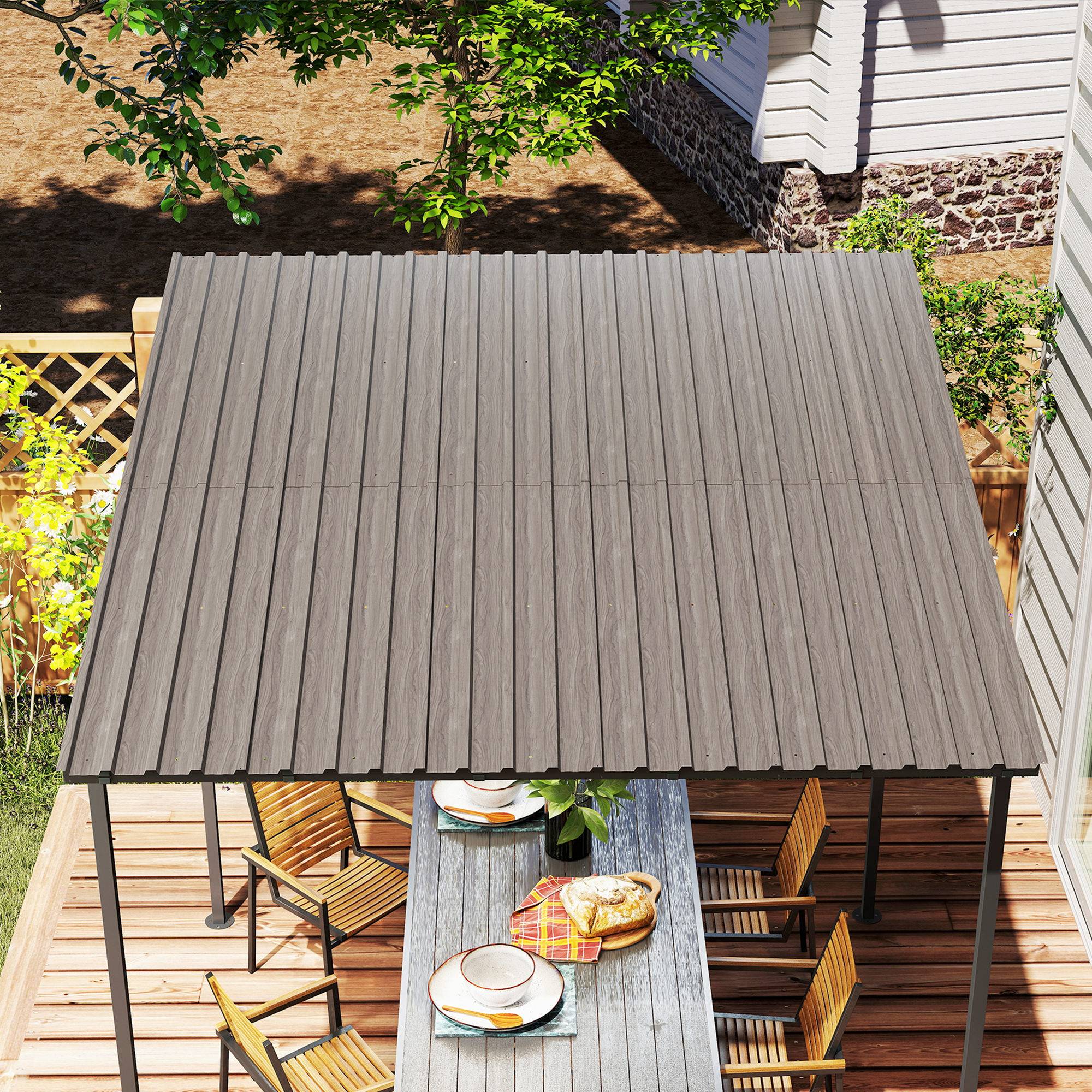 PANGIVO - Abri de jardin acier galvanisé gris clair 129 x 45 x 0.03 cm - PANGIVO - Image 9