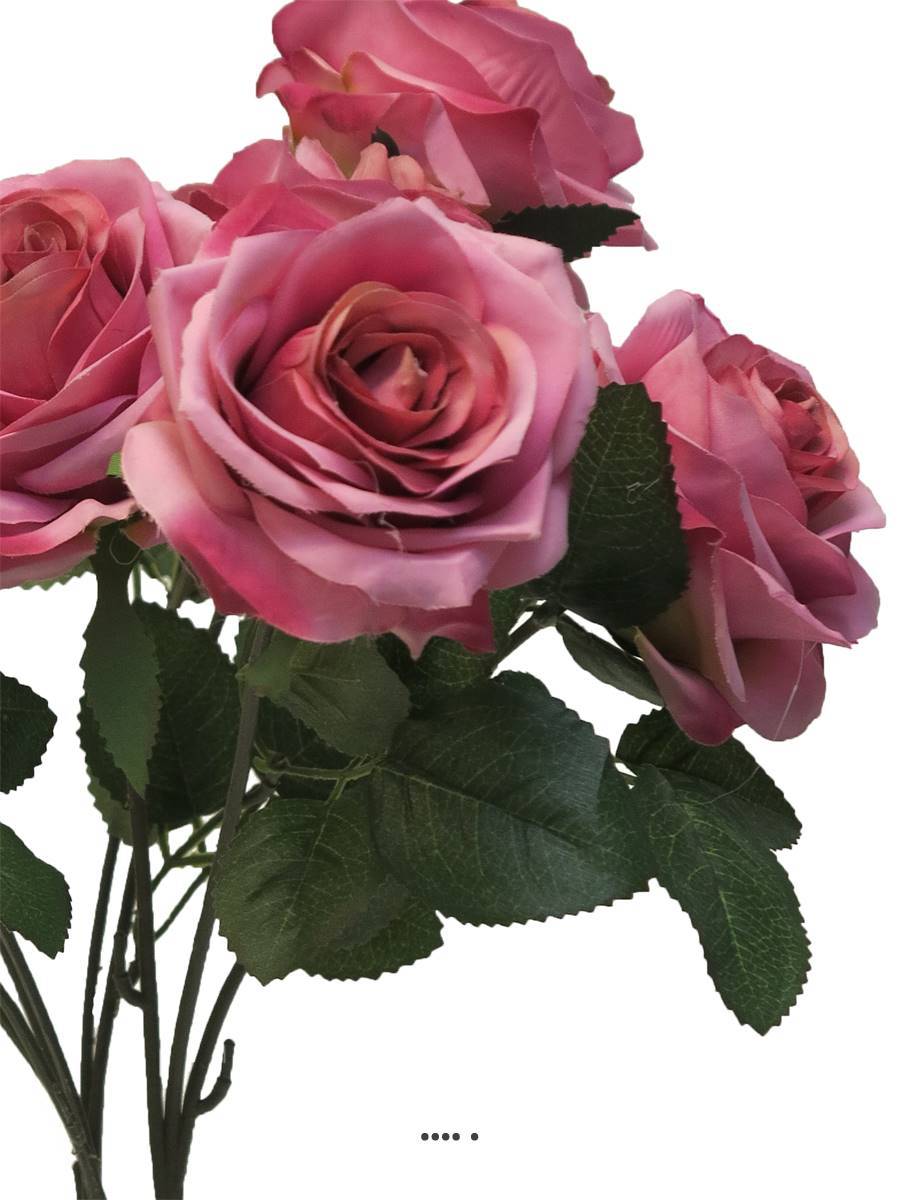 Artificielles - Bouquet de rose Paris factice, 10 têtes, H42cm Rose soutenu - BEST - couleur: Rose soutenu - Imagen 3