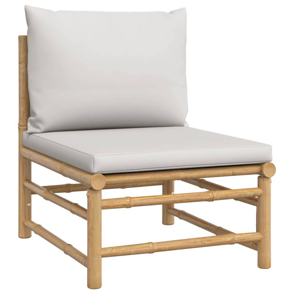 Vidaxl - Salon de jardin 4 pcs avec coussins gris clair bambou vidaXL 3155088 - Image 8