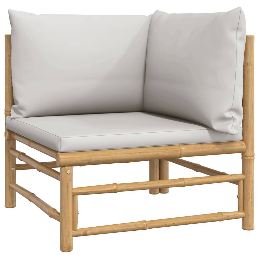Vidaxl - Salon de jardin 4 pcs avec coussins gris clair bambou vidaXL 3155088 - Image 5