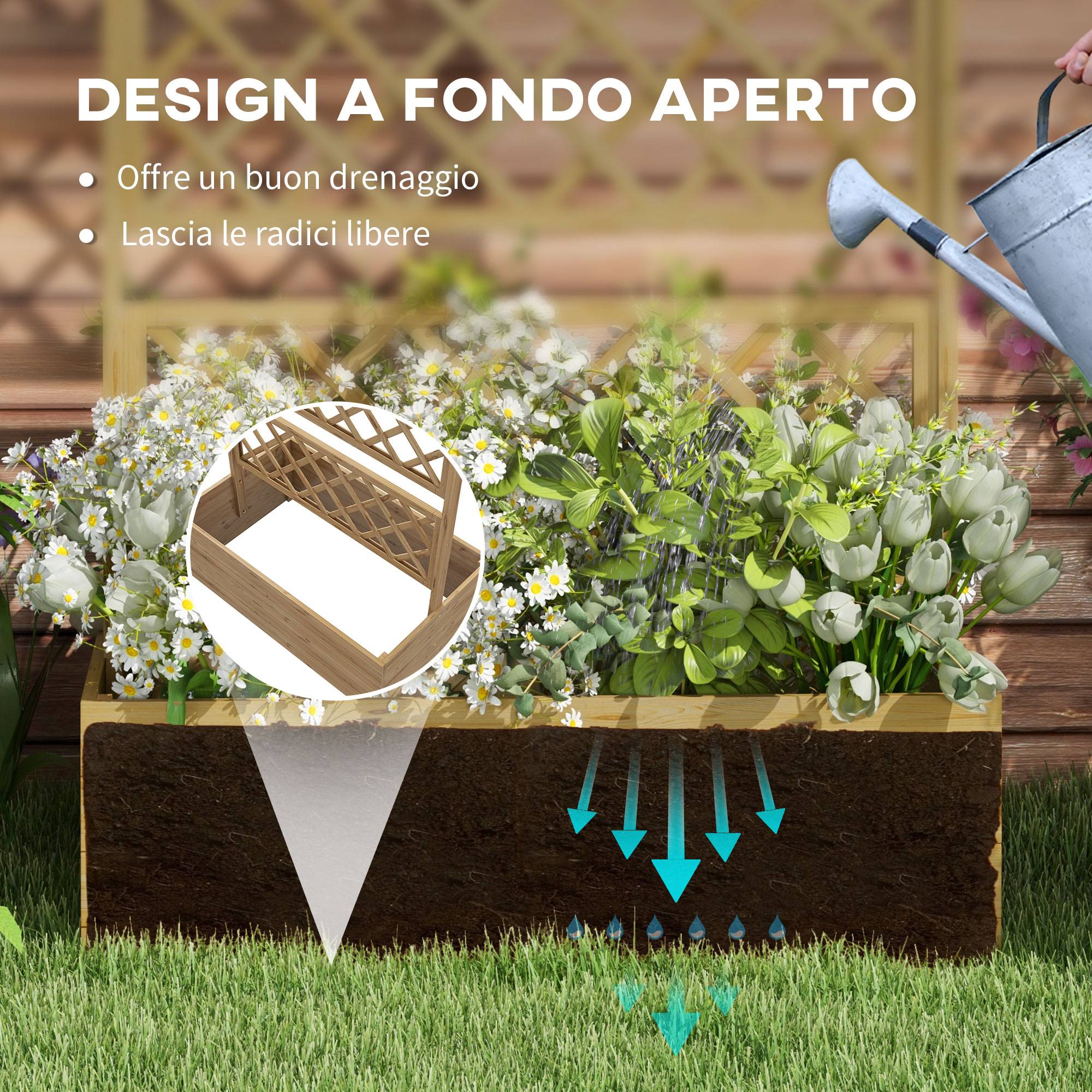 potager treillis pergola plantes grimpantes fond ouvert 160x55x183 bois naturel jardin extérieur - Image 8
