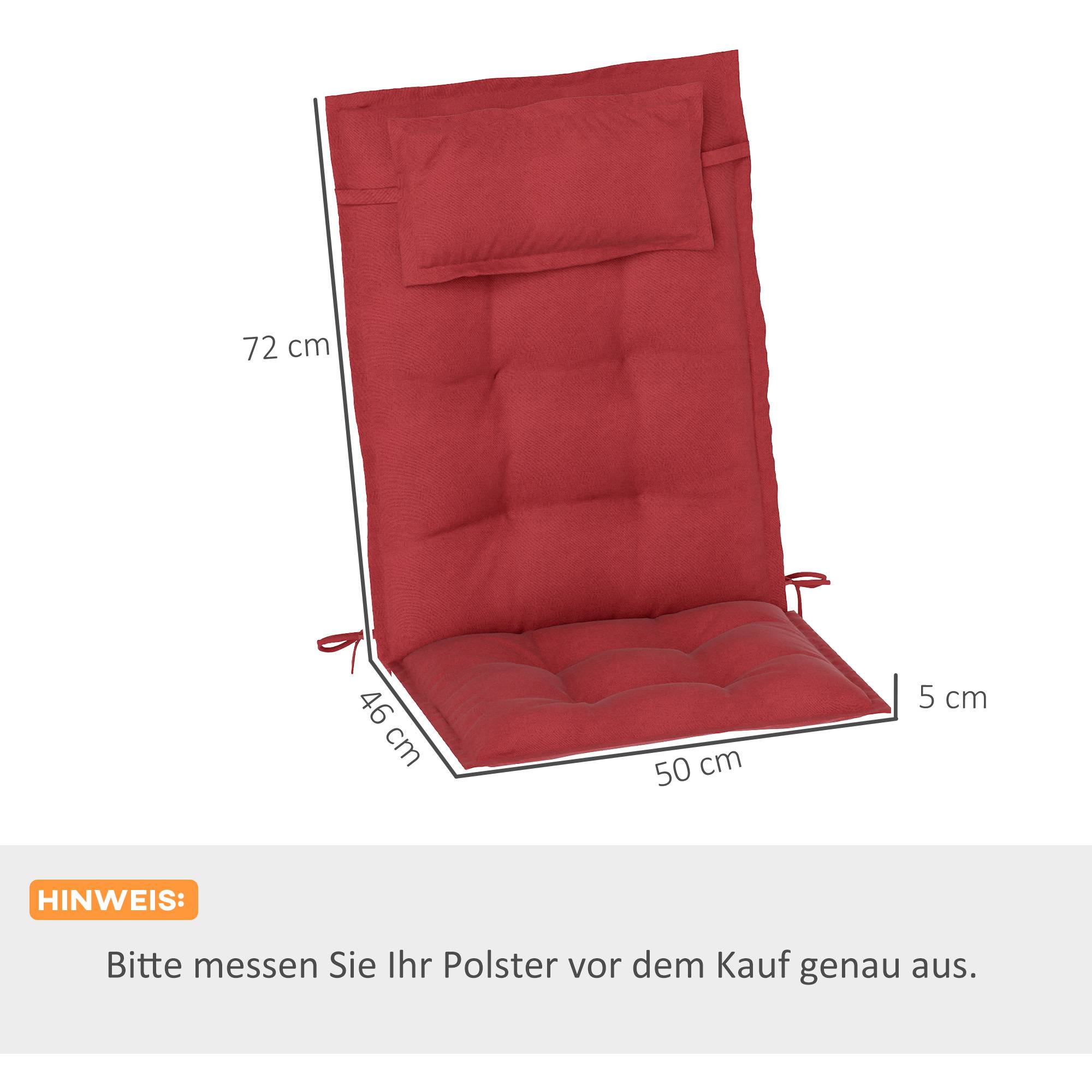 PANGIVO - Set de coussins pour transat, polyester, rouge, 50 x 116 x 5 cm - PANGIVO - Image 3