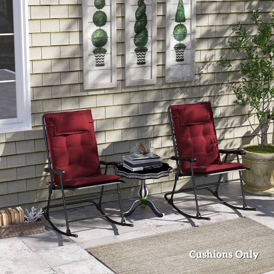 PANGIVO - Set de coussins pour transat, polyester, rouge, 50 x 116 x 5 cm - PANGIVO - Image 2