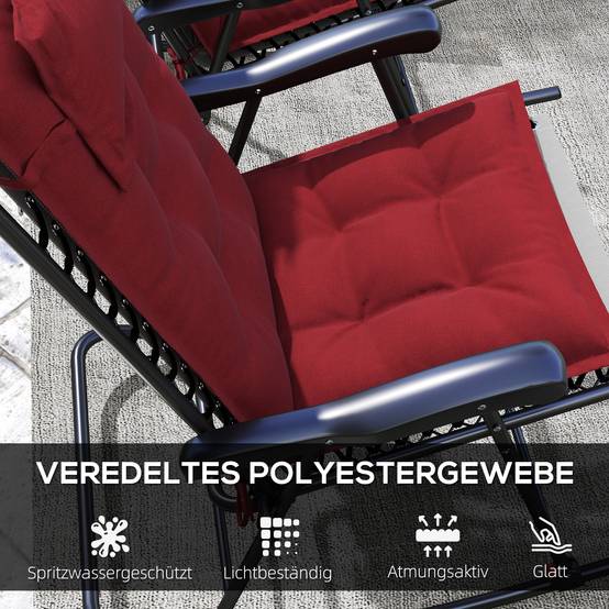 PANGIVO - Set de coussins pour transat, polyester, rouge, 50 x 116 x 5 cm - PANGIVO - Image 5