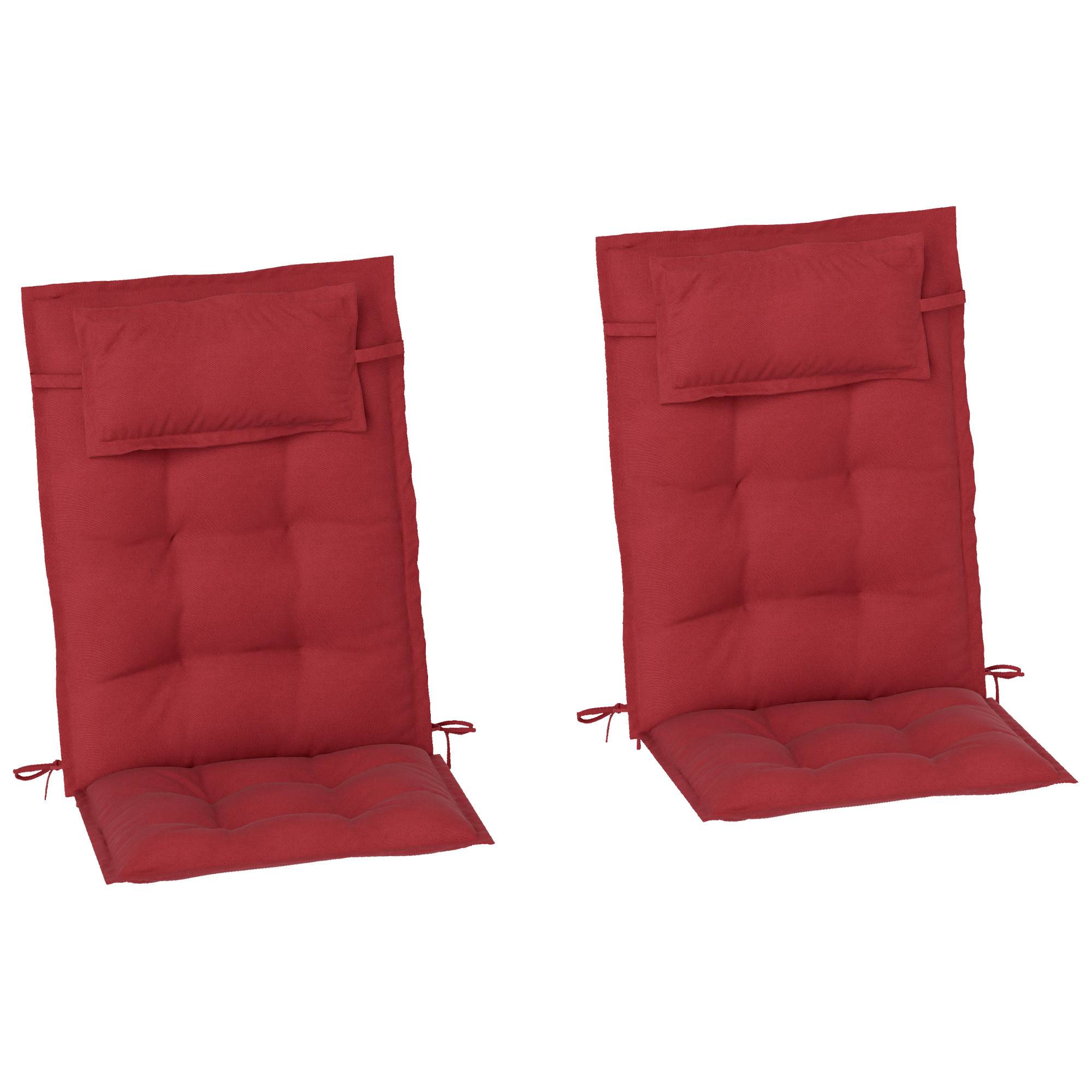 PANGIVO - Set de coussins pour transat, polyester, rouge, 50 x 116 x 5 cm - PANGIVO - Image 1