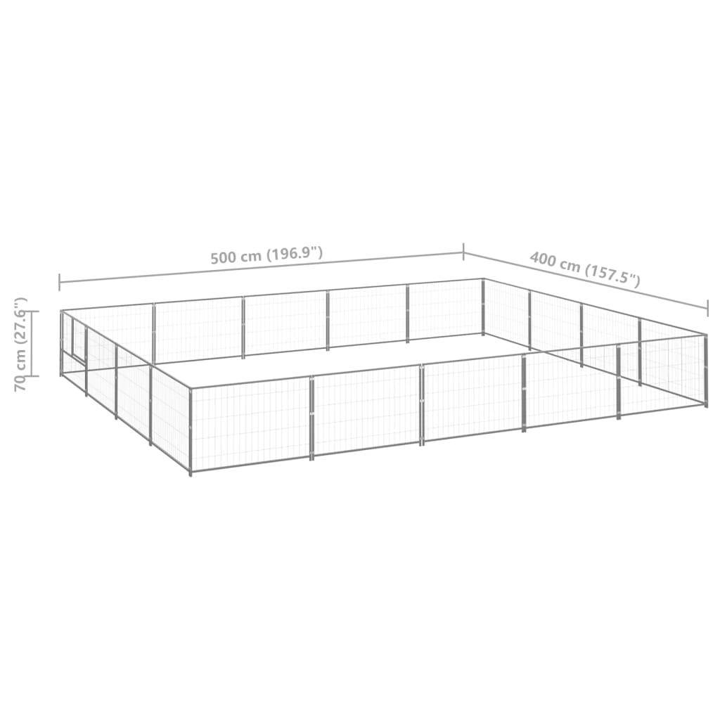 Helloshop26 - Chenil extérieur cage enclos parc animaux chien argenté 20 m² acier - Imagen 2