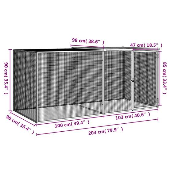 Poulailler extérieur 203 cm acier galvanisé avec parc grillagé et toit Gris – ComfortXL Outdoor Living - Image 8