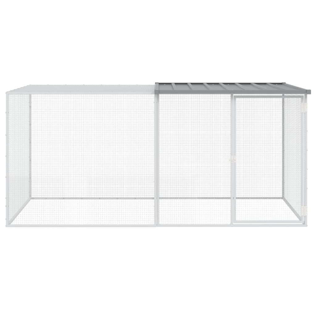 Poulailler extérieur 203 cm acier galvanisé avec parc grillagé et toit Gris – ComfortXL Outdoor Living - Image 3