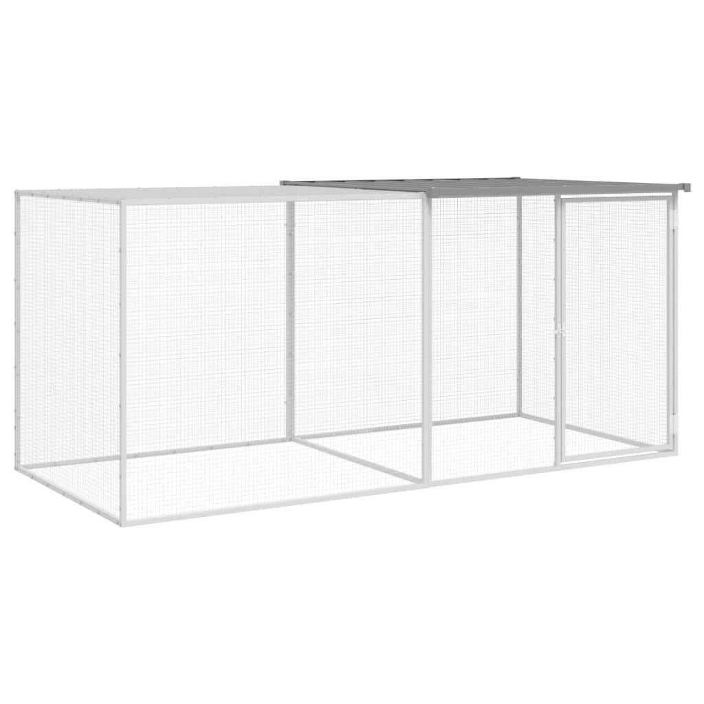 Poulailler extérieur 203 cm acier galvanisé avec parc grillagé et toit Gris – ComfortXL Outdoor Living - Image 2