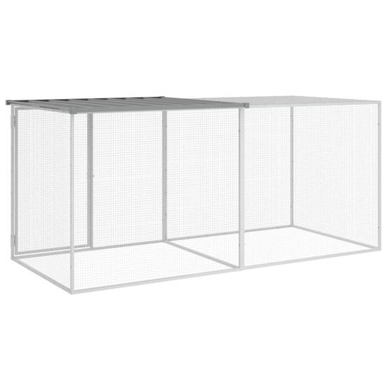 Poulailler extérieur 203 cm acier galvanisé avec parc grillagé et toit Gris – ComfortXL Outdoor Living - Image 5