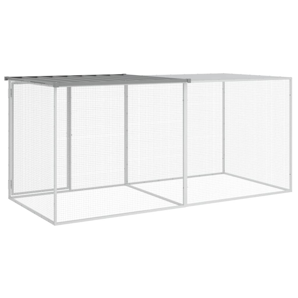 Poulailler extérieur 203 cm acier galvanisé avec parc grillagé et toit Gris – ComfortXL Outdoor Living - Image 5