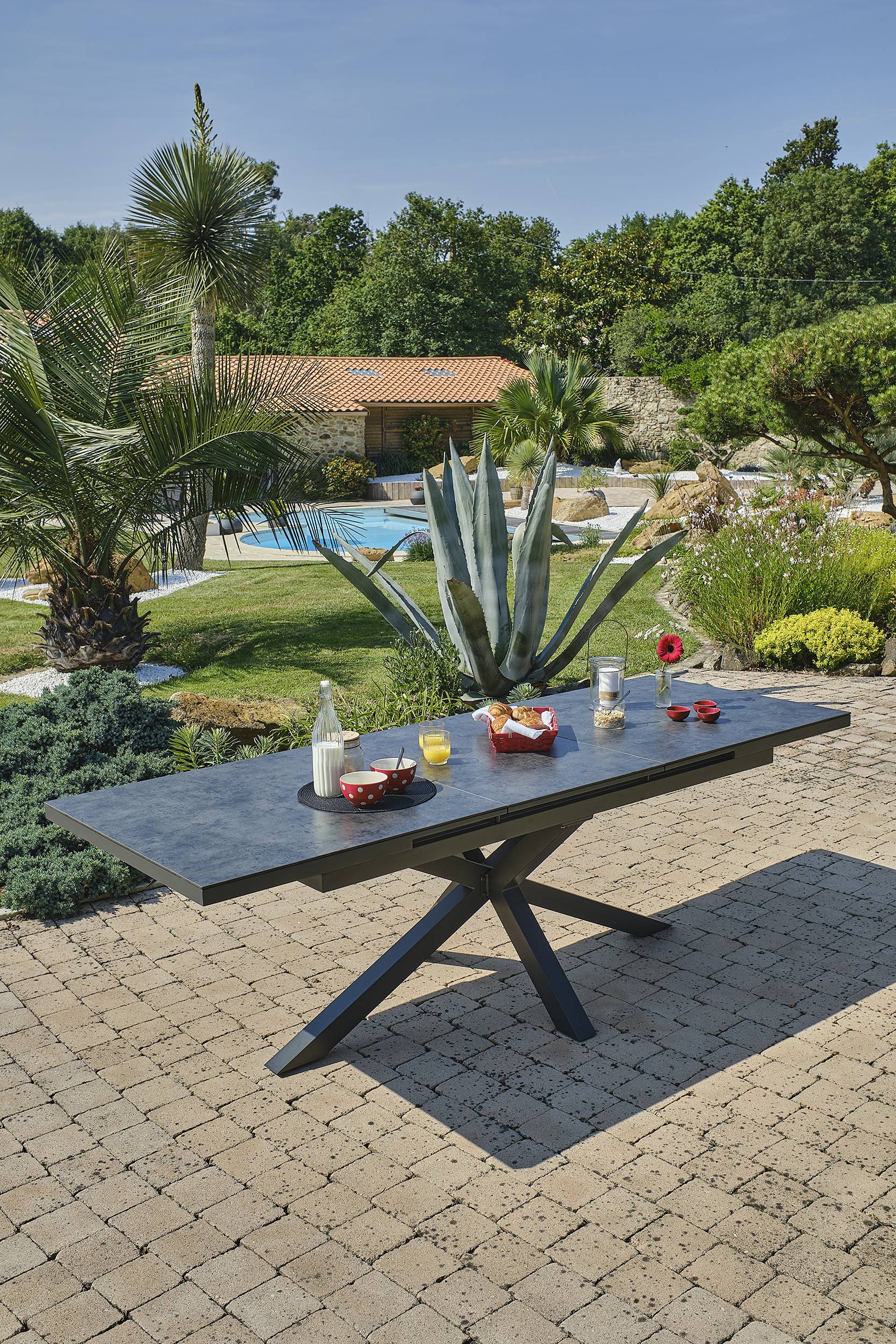 Dcb Garden - Table de jardin CAICOS en aluminium plateau HPL - DCB GARDEN - Imagen 8