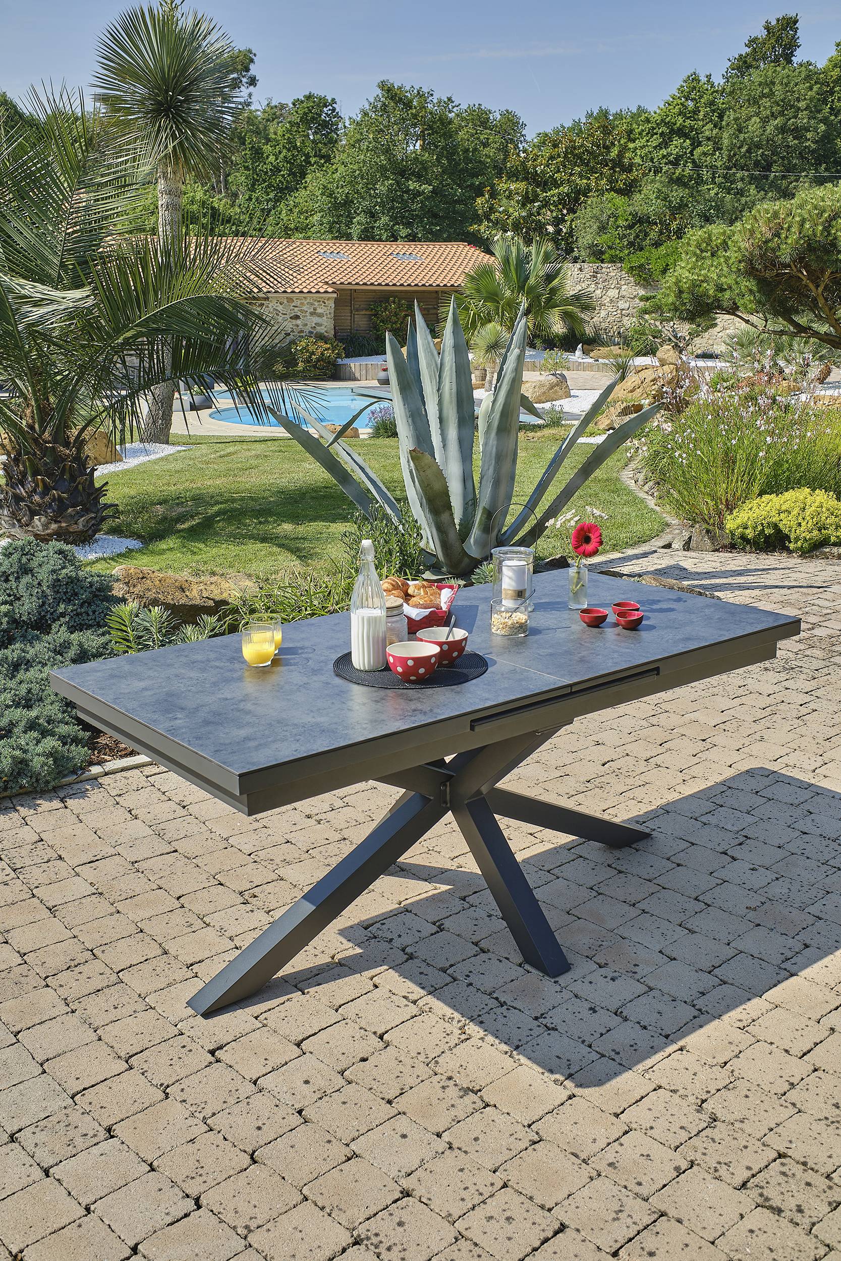 Dcb Garden - Table de jardin CAICOS en aluminium plateau HPL - DCB GARDEN - Imagen 7