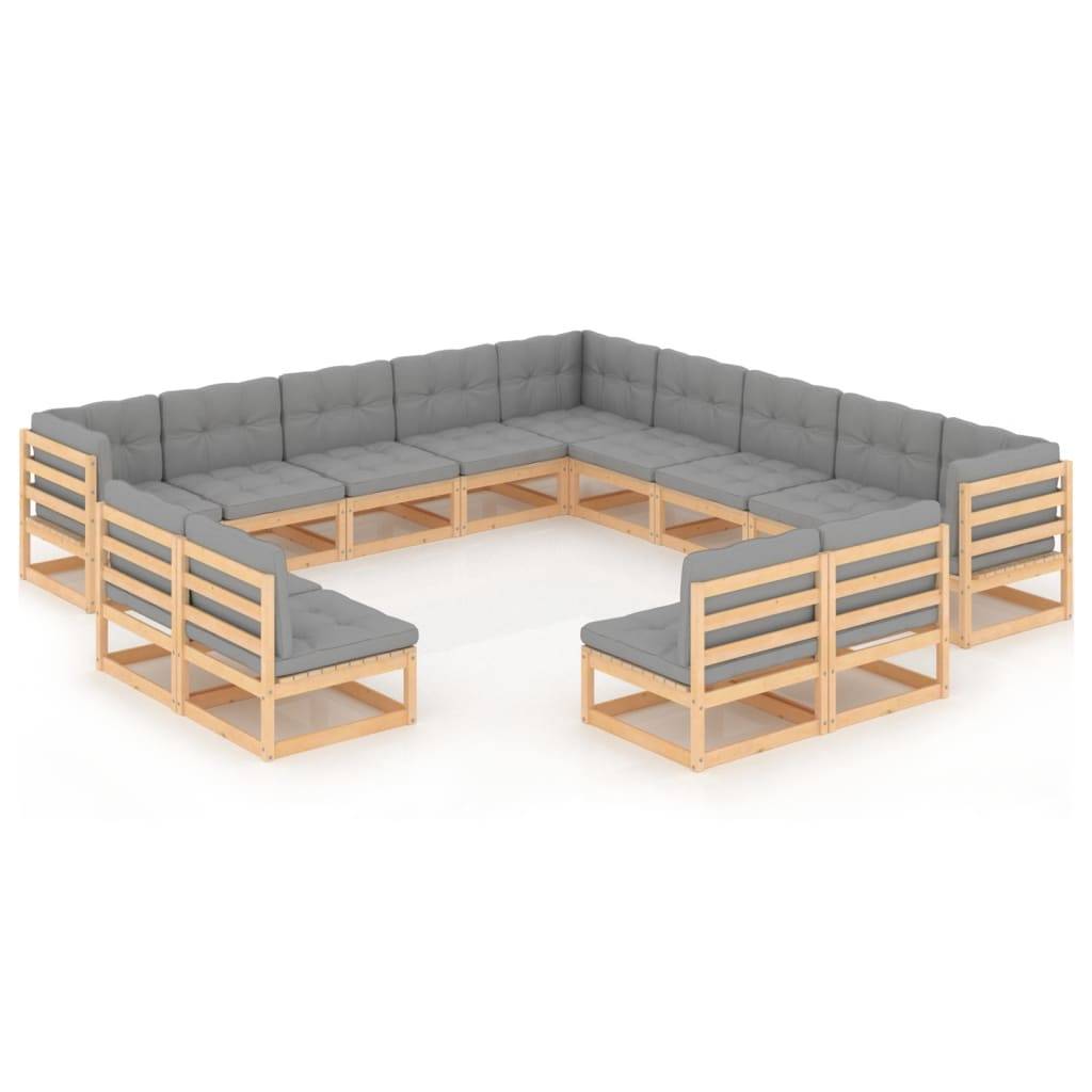Helloshop26 - Salon de jardin meuble d'extérieur ensemble de mobilier 13 pièces avec coussins bois de pin massif - Imagen 1