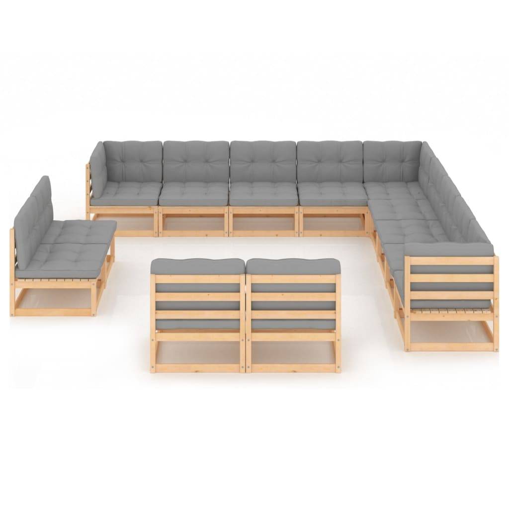 Helloshop26 - Salon de jardin meuble d'extérieur ensemble de mobilier 13 pièces avec coussins bois de pin massif - Imagen 2
