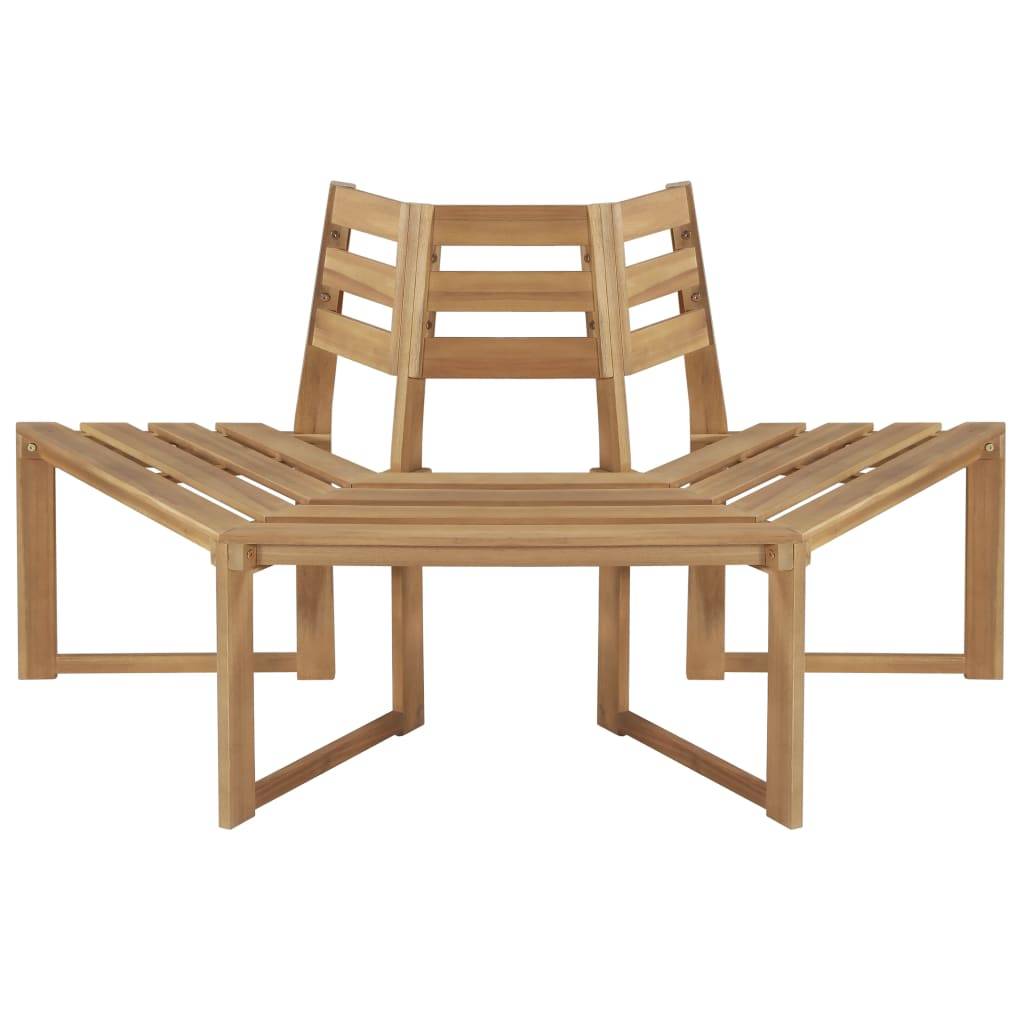 Helloshop26 - Banc de jardin meuble de patio d'extérieur terrasse de tour d'arbre demi-hexagonal 160 x 80 x 86 cm bois d'acacia massif - Imagen 1
