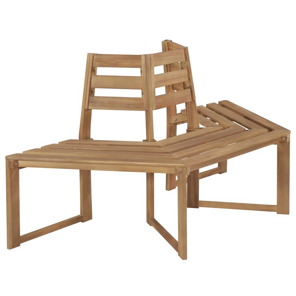 Helloshop26 - Banc de jardin meuble de patio d'extérieur terrasse de tour d'arbre demi-hexagonal 160 x 80 x 86 cm bois d'acacia massif - Imagen 2