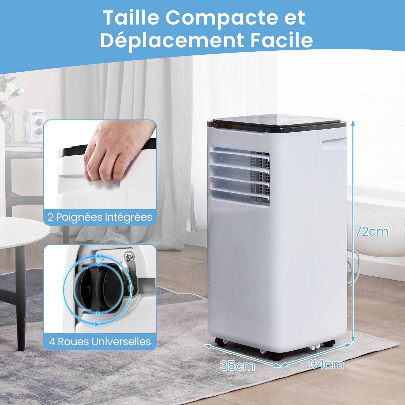 Climatiseur Portable 9000 BTU, 4 en 1 avec Refroidissement, Ventilateur, Chauffage et Déshumidificateur - Image 2