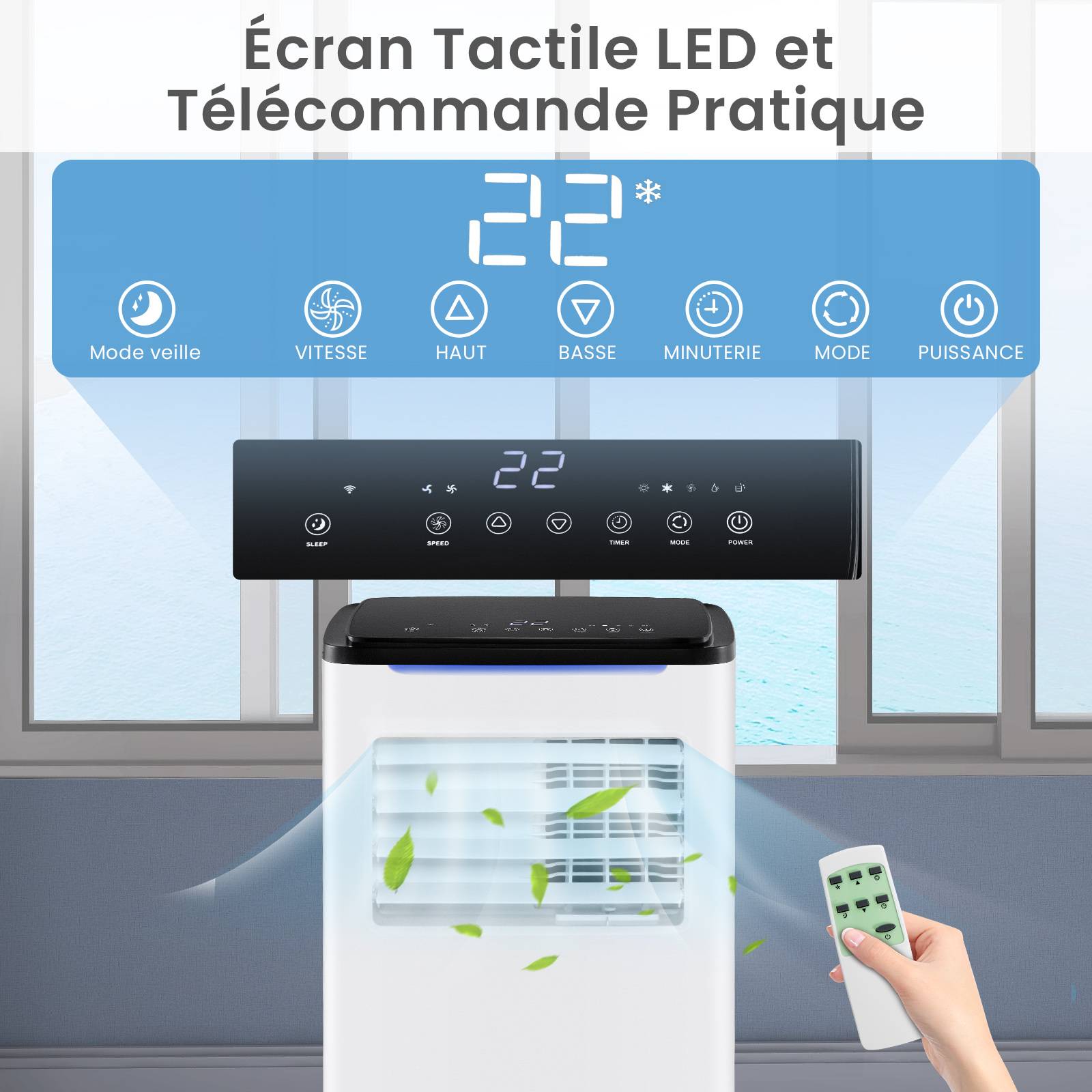 Climatiseur Portable 9000 BTU, 4 en 1 avec Refroidissement, Ventilateur, Chauffage et Déshumidificateur - Image 3