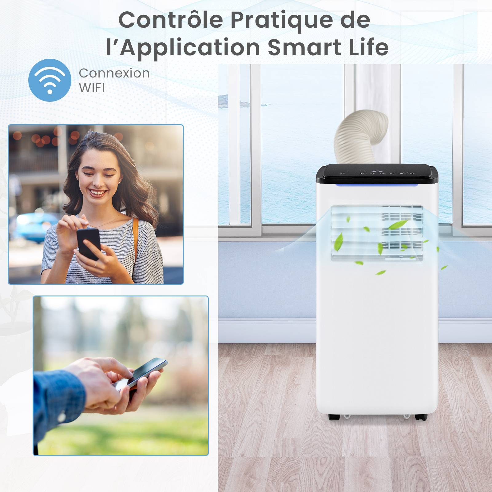 Climatiseur Portable 9000 BTU, 4 en 1 avec Refroidissement, Ventilateur, Chauffage et Déshumidificateur - Image 5
