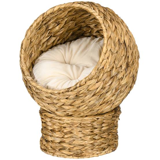 Panier surélevé pour chat feuilles de bananiers beige 40 x 37 x 51 cm - PANGIVO - Image 2