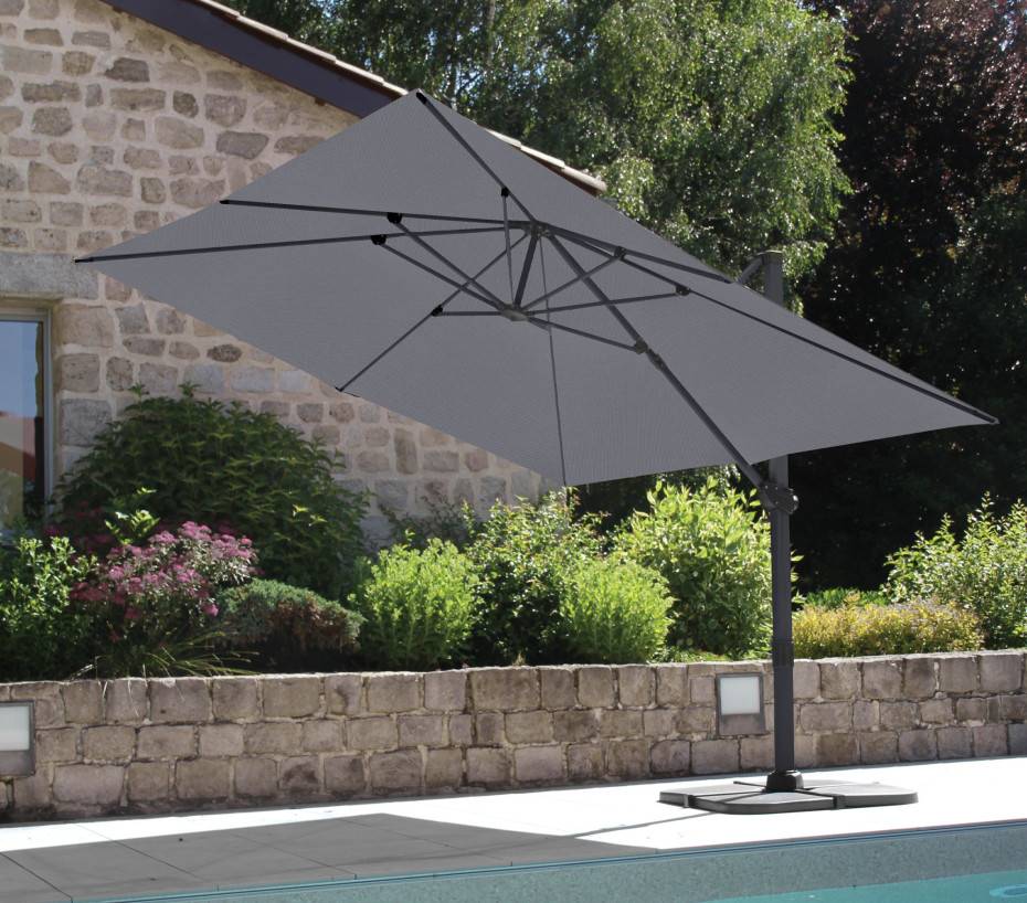 Ozalide - Parasol déporté 4x3m  gris anthracite  SAPHIR