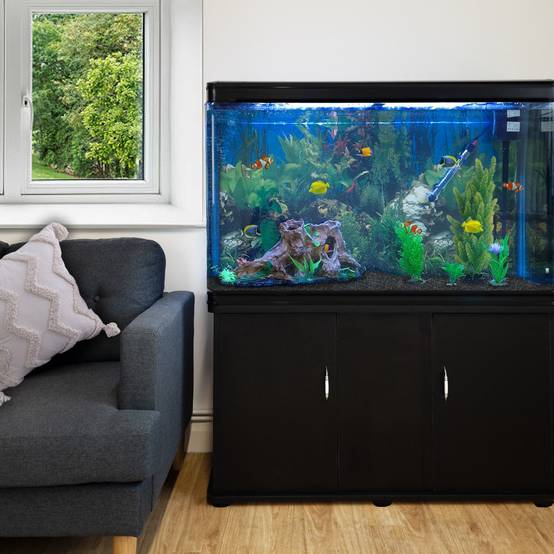 Monstershop - Aquarium à bords Noir avec Meuble NOIR et Gravier Noir - Image 2