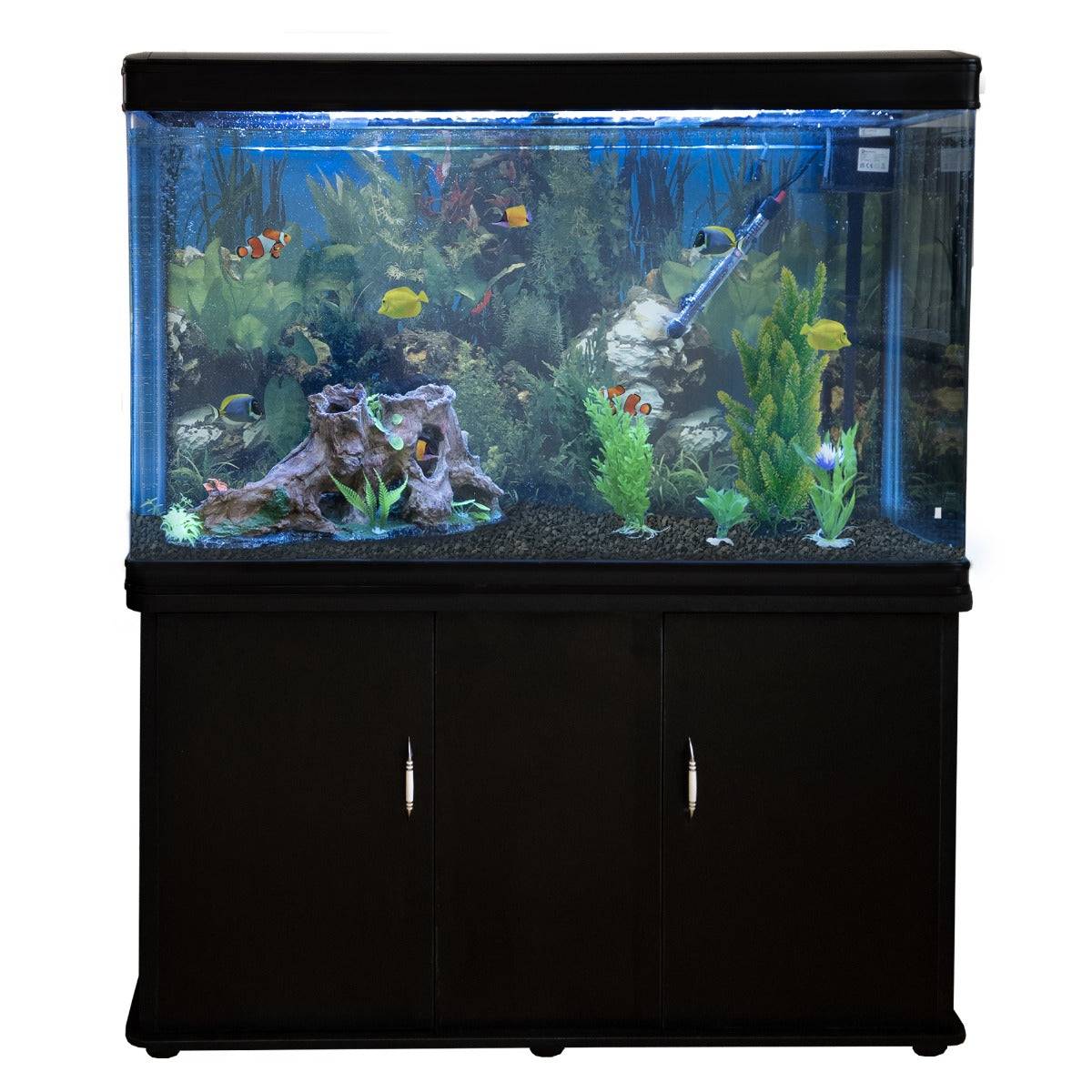 Monstershop - Aquarium à bords Noir avec Meuble NOIR et Gravier Noir - Image 1
