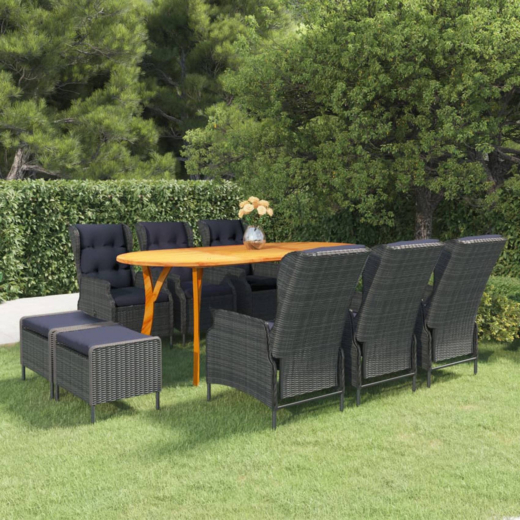 Vidaxl - Ensemble de salle à manger de jardin - vidaXL - Résine/Bois - Gris Foncé - Imagen 1