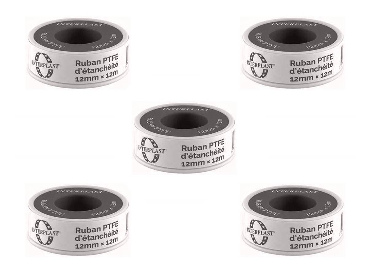 Fitt - Lot de 5 rouleaux de téflon 12 mm x 12 m - Fitt - Imagen 2