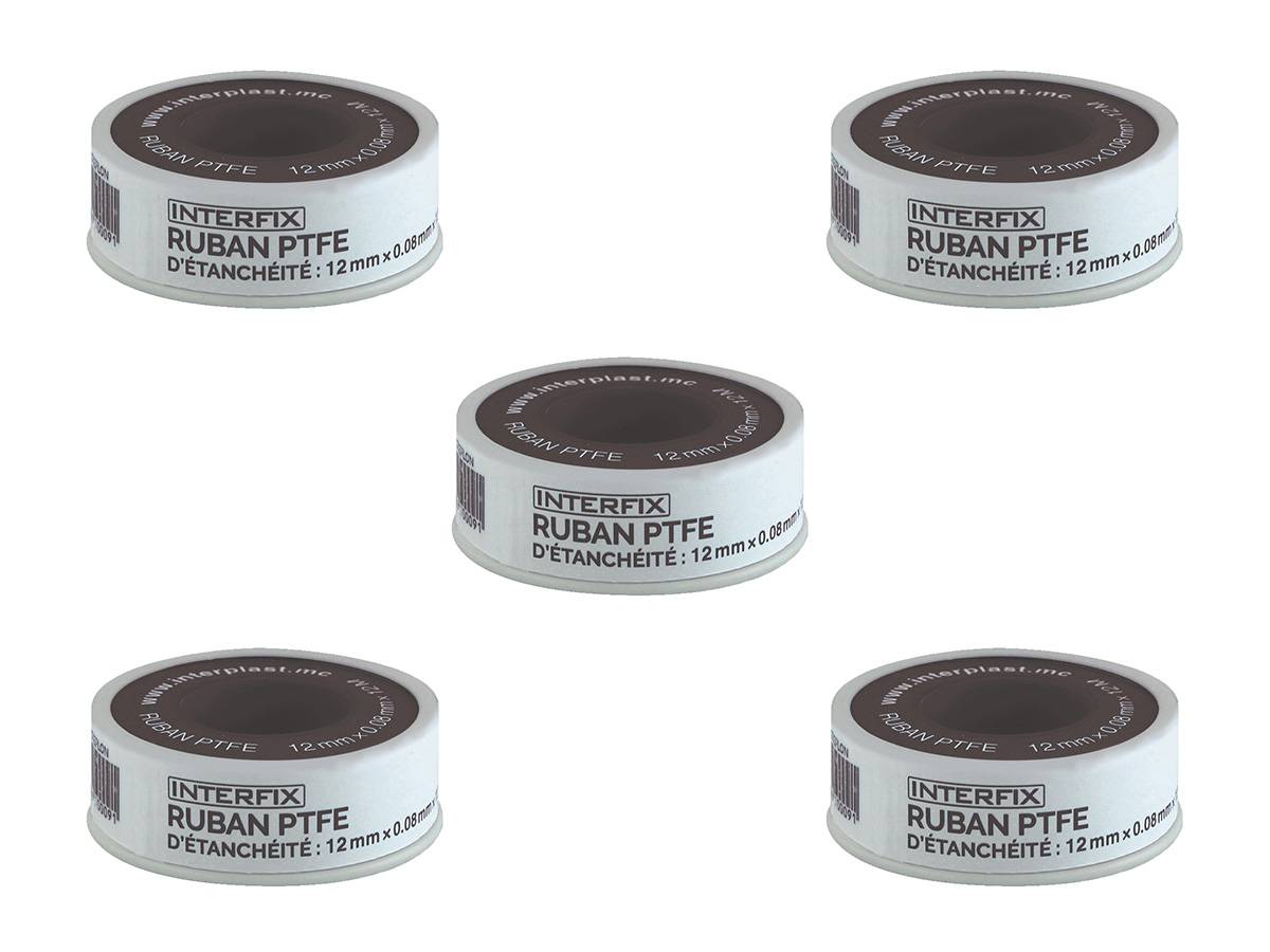 Fitt - Lot de 5 rouleaux de téflon 12 mm x 12 m - Fitt - Imagen 1