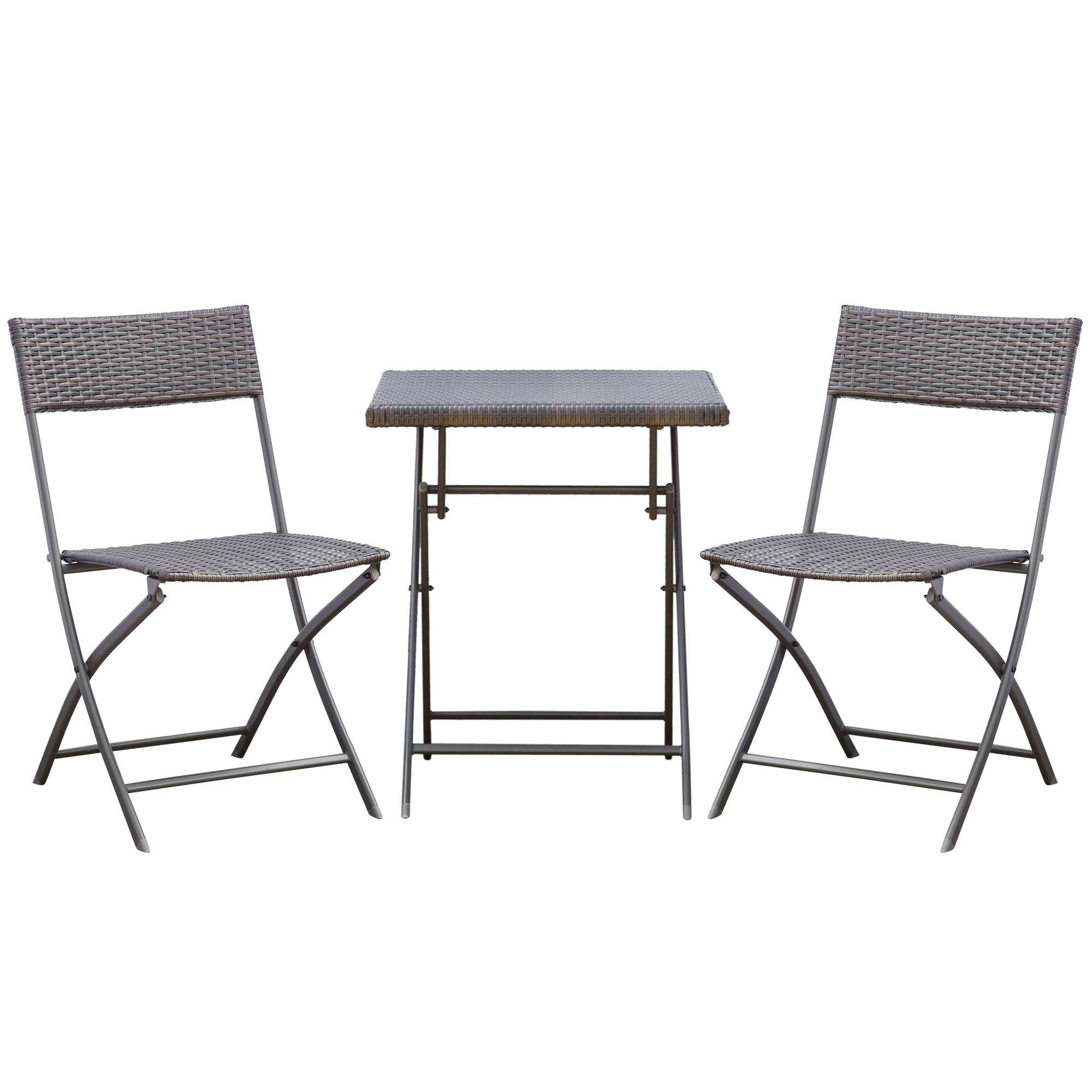 Outsunny - Ensemble meubles de jardin design table carré et chaises pliables résine tressée 4 fils métal noir - Outsunny - Imagen 1