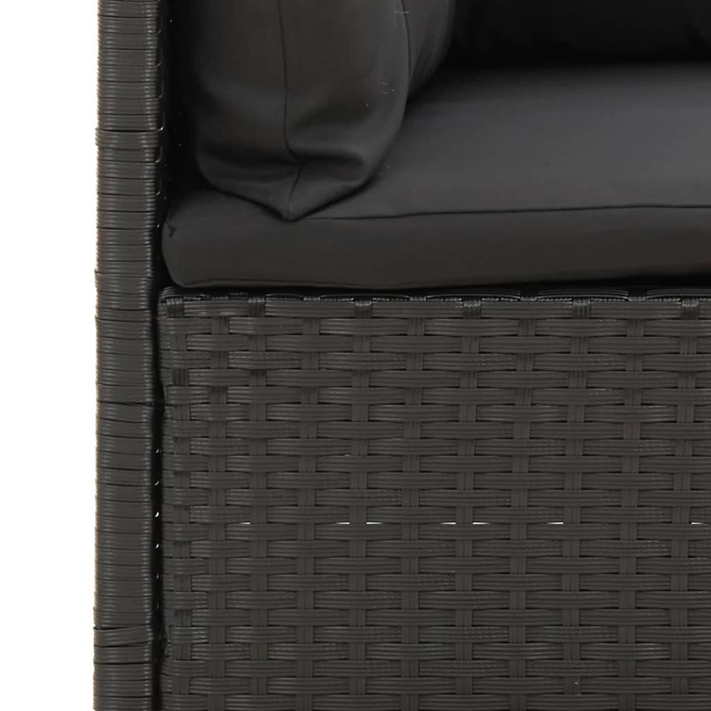 Helloshop26 - Salon de jardin meuble d'extérieur ensemble de mobilier 4 pièces avec coussins noir résine tressée - Imagen 5