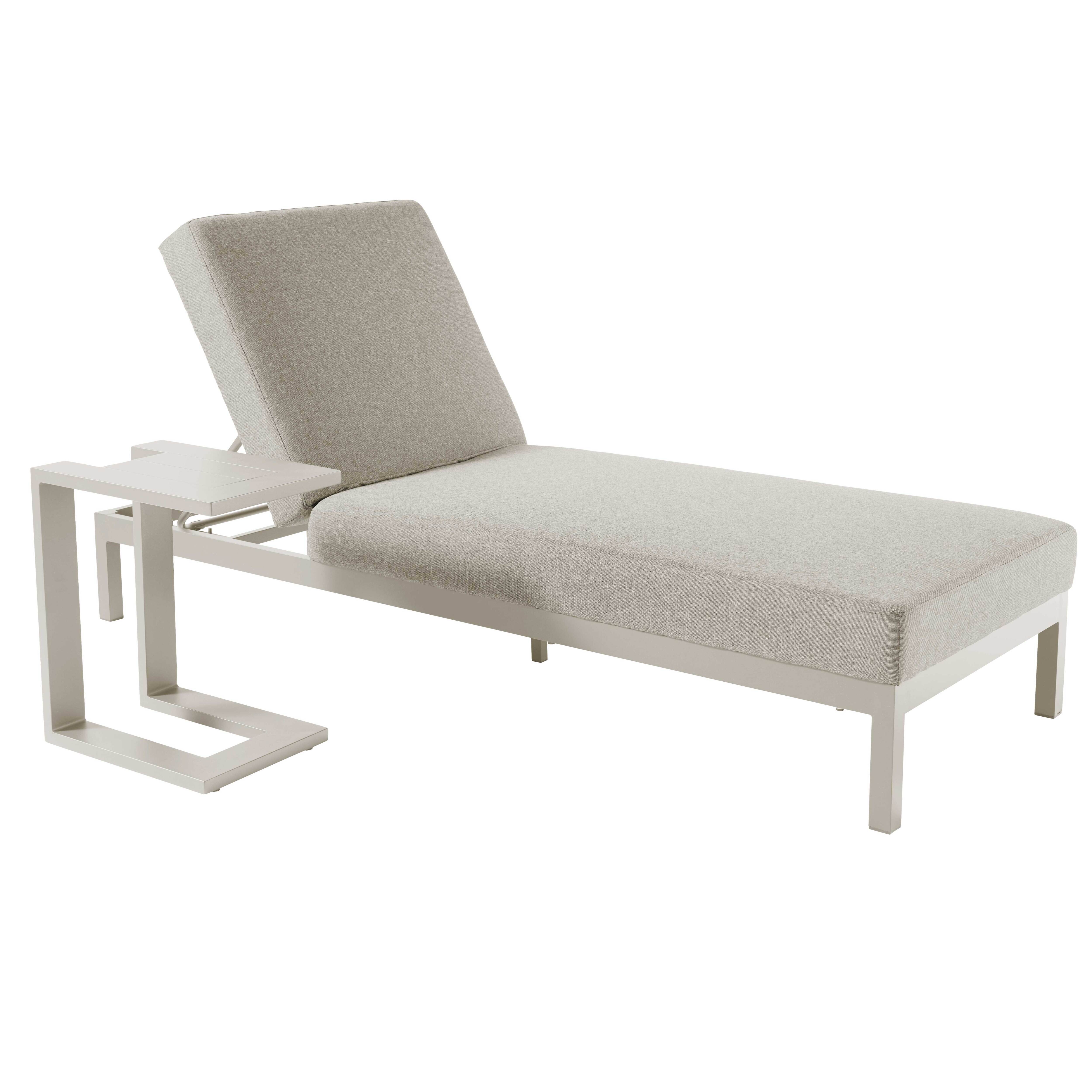 Oviala - Ensemble bain de soleil avec tablette en aluminium crème Galapagos - Oviala - Image 1