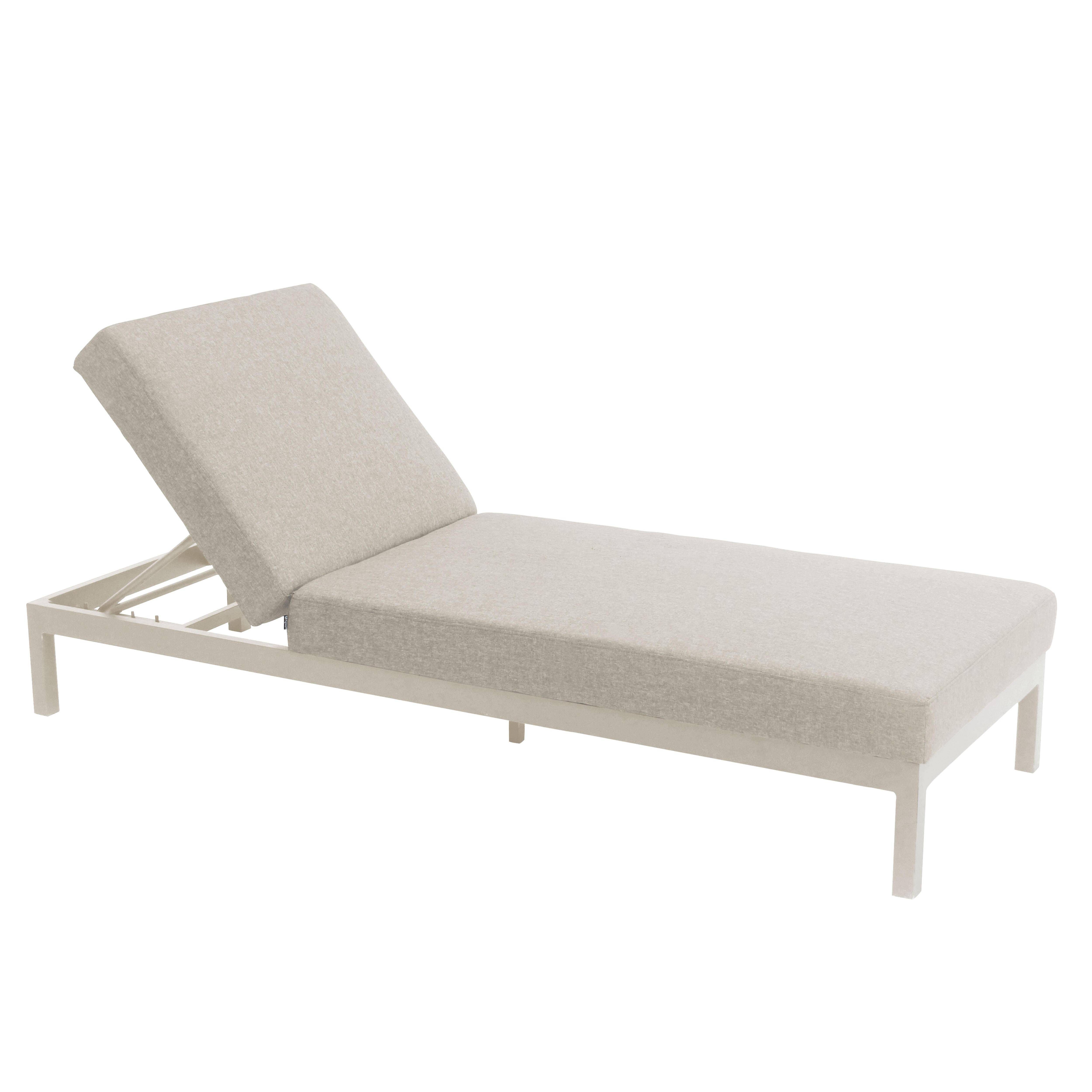Oviala - Ensemble bain de soleil avec tablette en aluminium crème Galapagos - Oviala - Image 3