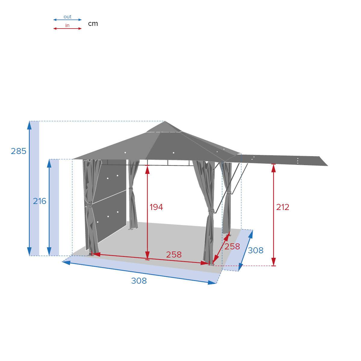 Hesperide - Tonnelle "Omelya" ardoise 3x3m en acier traité époxy Hespéride - Imagen 5