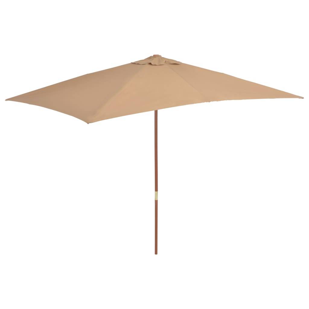 Helloshop26 - Parasol d'extérieur avec mât en bois 200 x 300 cm taupe - Imagen 1