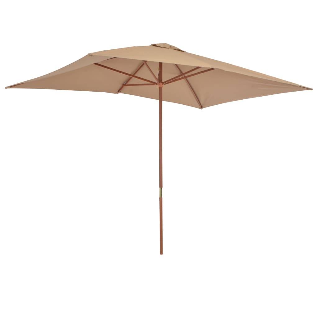 Helloshop26 - Parasol d'extérieur avec mât en bois 200 x 300 cm taupe - Imagen 4
