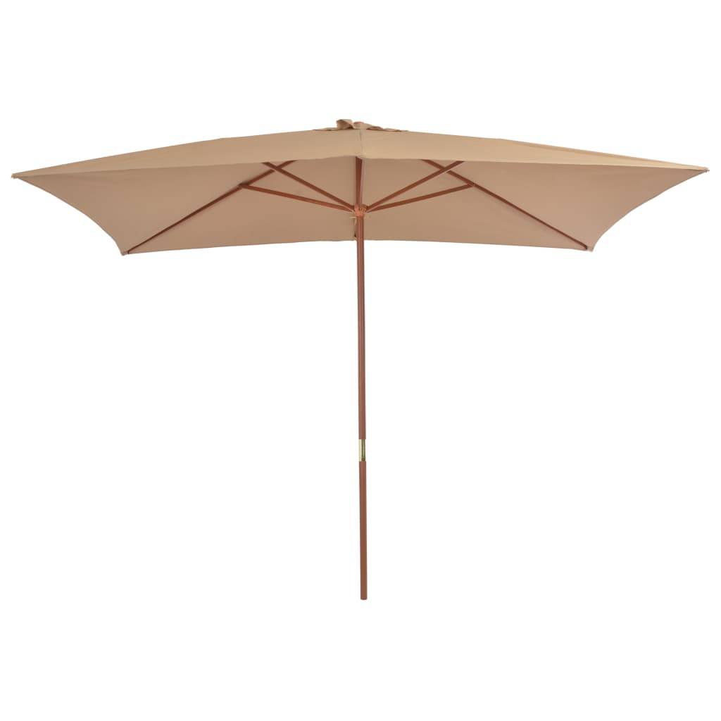 Helloshop26 - Parasol d'extérieur avec mât en bois 200 x 300 cm taupe - Imagen 2