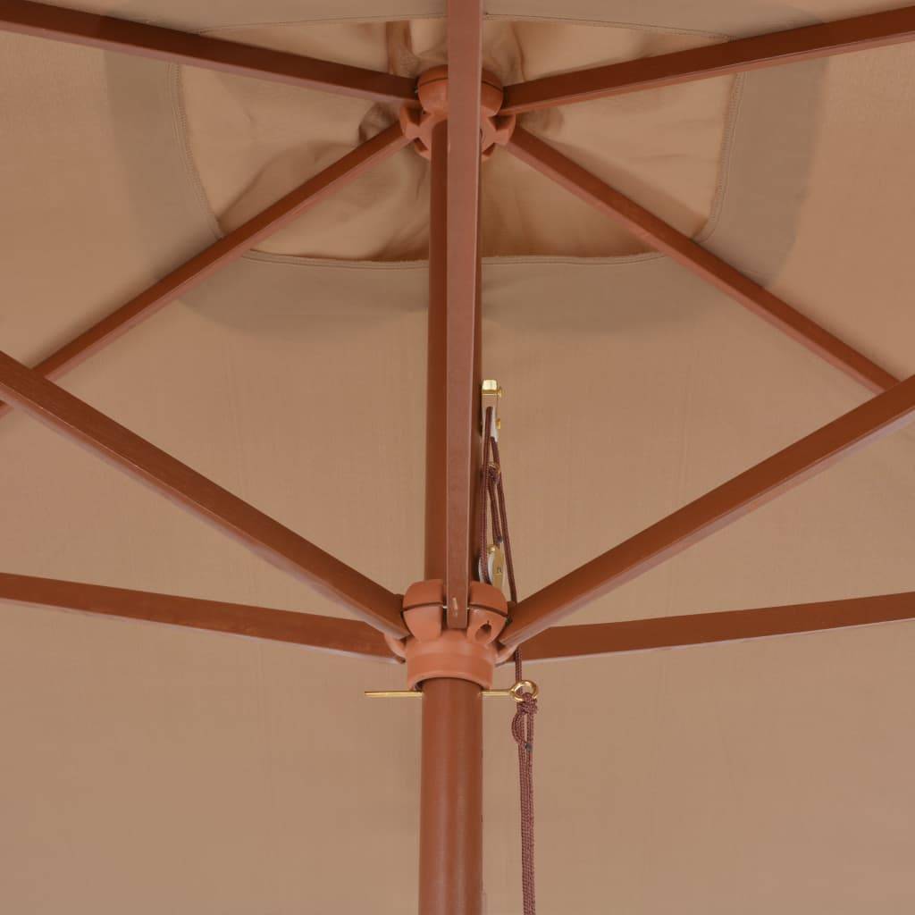 Helloshop26 - Parasol d'extérieur avec mât en bois 200 x 300 cm taupe - Imagen 6