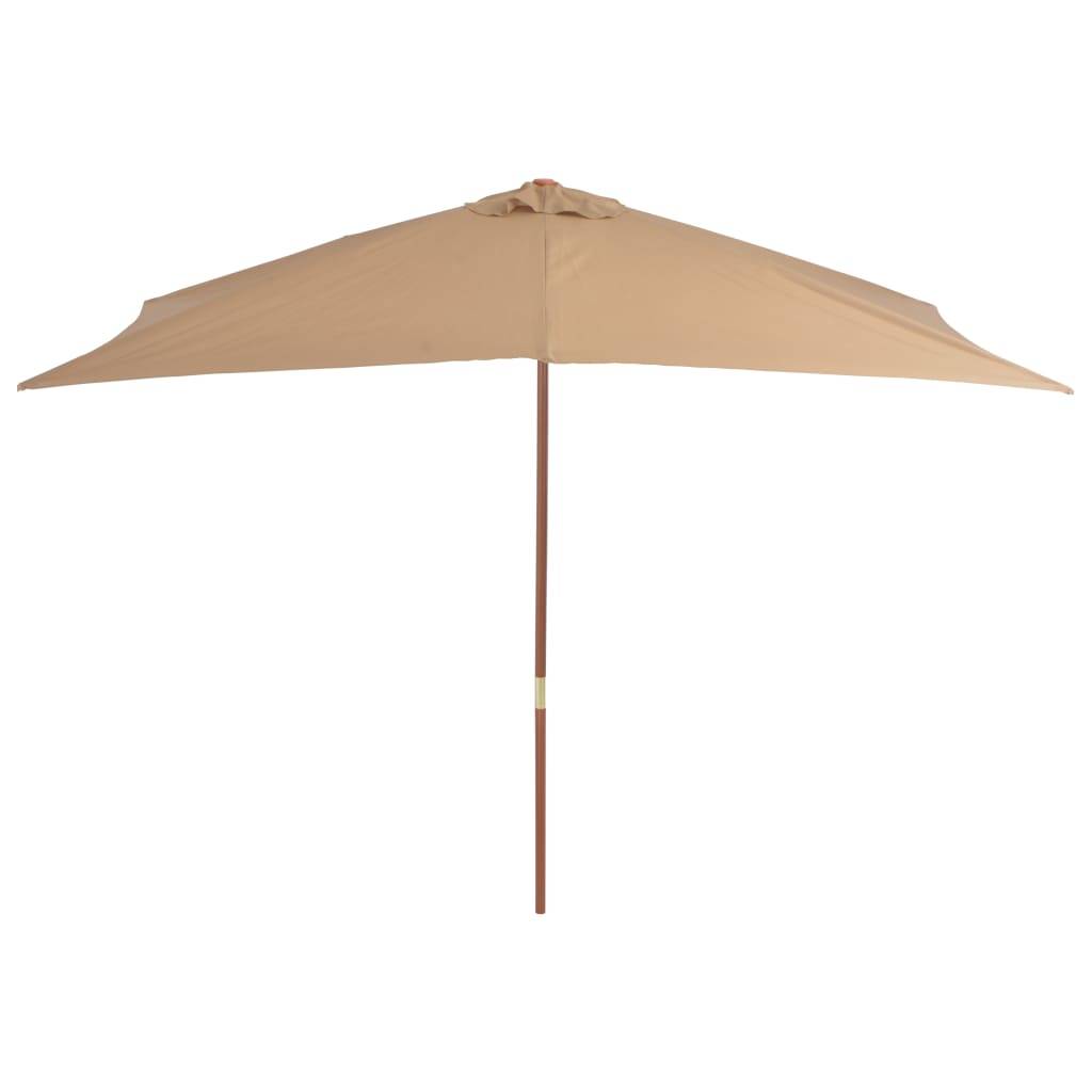 Helloshop26 - Parasol d'extérieur avec mât en bois 200 x 300 cm taupe - Imagen 3