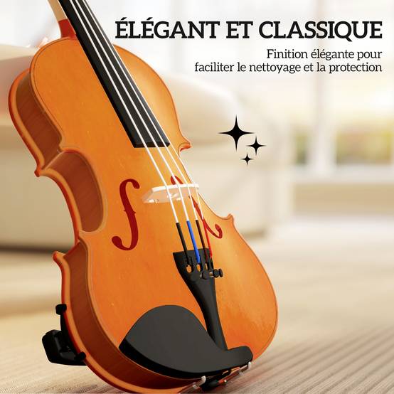 Violon 4/4 ensemble de violon en bois massif pour adultes et débutants avec étui léger et portable 60 x 21 cm marron - Image 7