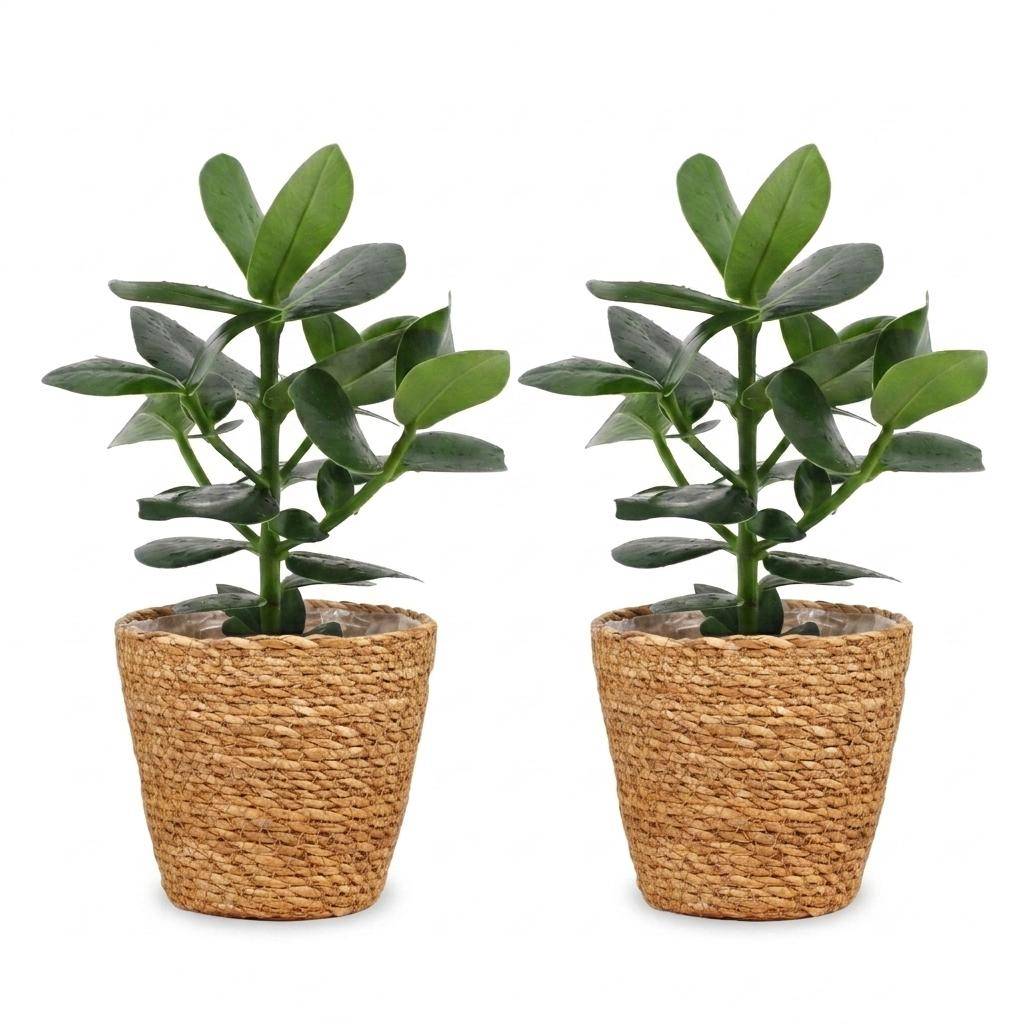 La Green Touch - Clusia rosea Princess - Arbre autographe - Lot de 2 plantes - Panier en jonc de mer inclus - Pot Ø12 cm, H 40 cm - Image 2