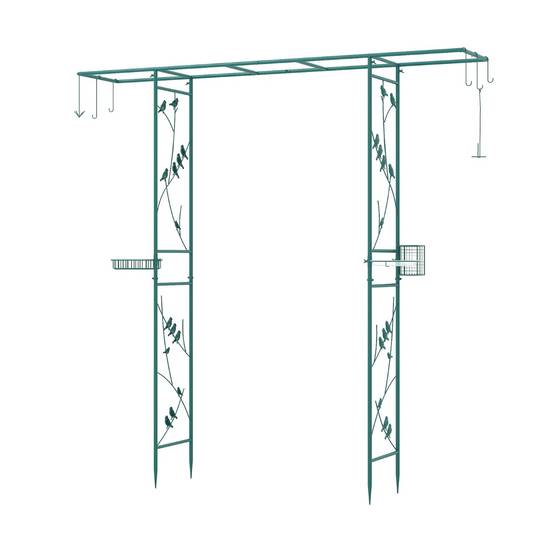 Station d'Alimentation pour Jardin Treillis Arc Robuste avec Bol d'Eau Plateau en Filet Mangeoire à Oiseau et Soutenir Vert MAISON CHIC - Image 3