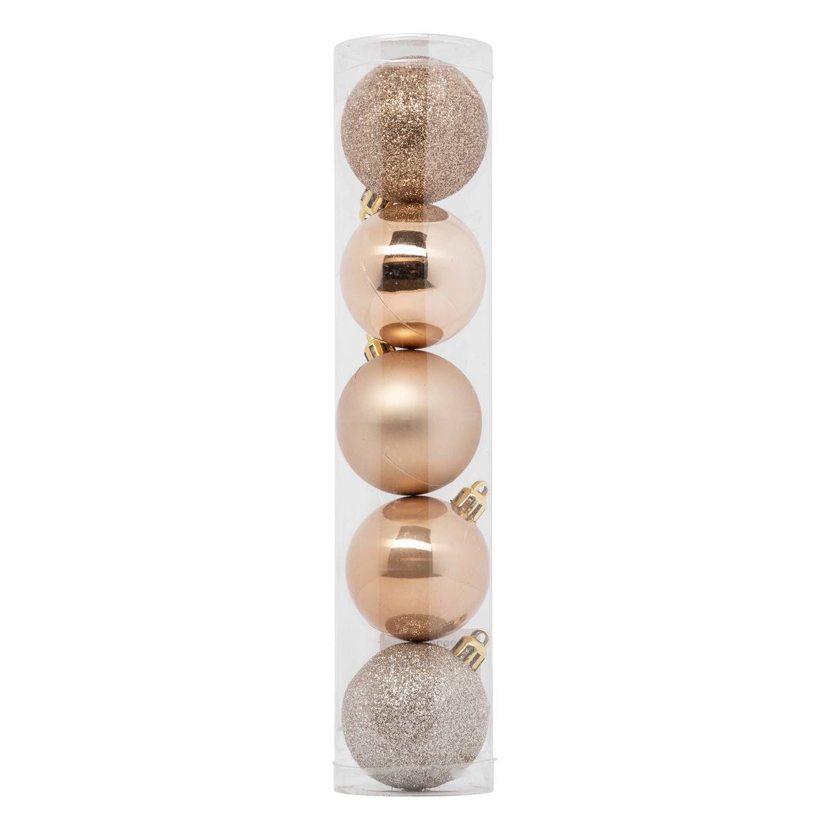 Déco de sapin Lot de 5 Boules de Noël D 5 cm - Beige Nude - Image 1